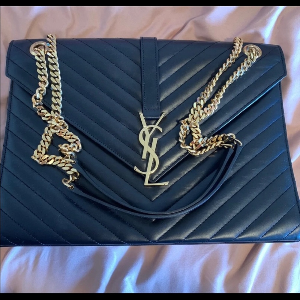 Saint Laurent Monogram Envelope Leather Bag